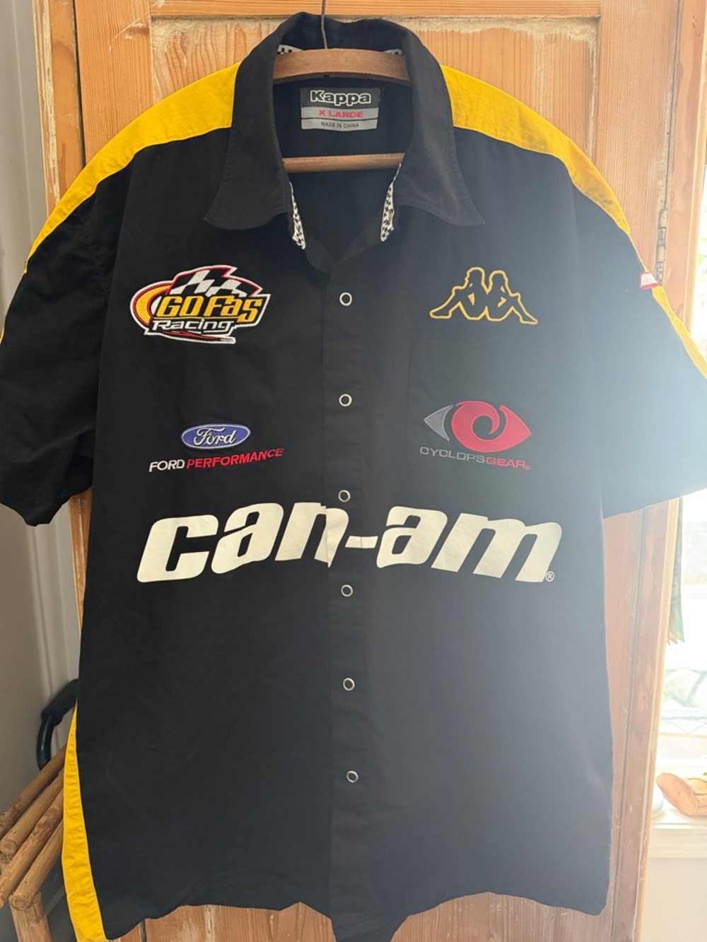 Kappa Black and Yellow Can-Am Racing Logo Button-Down Shirt